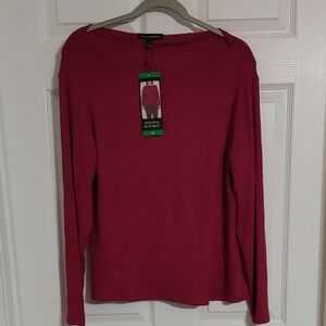 NWT Banana Republic Women's sz XL Long-Sleeve Boatneck Top in Fuchsia Pink